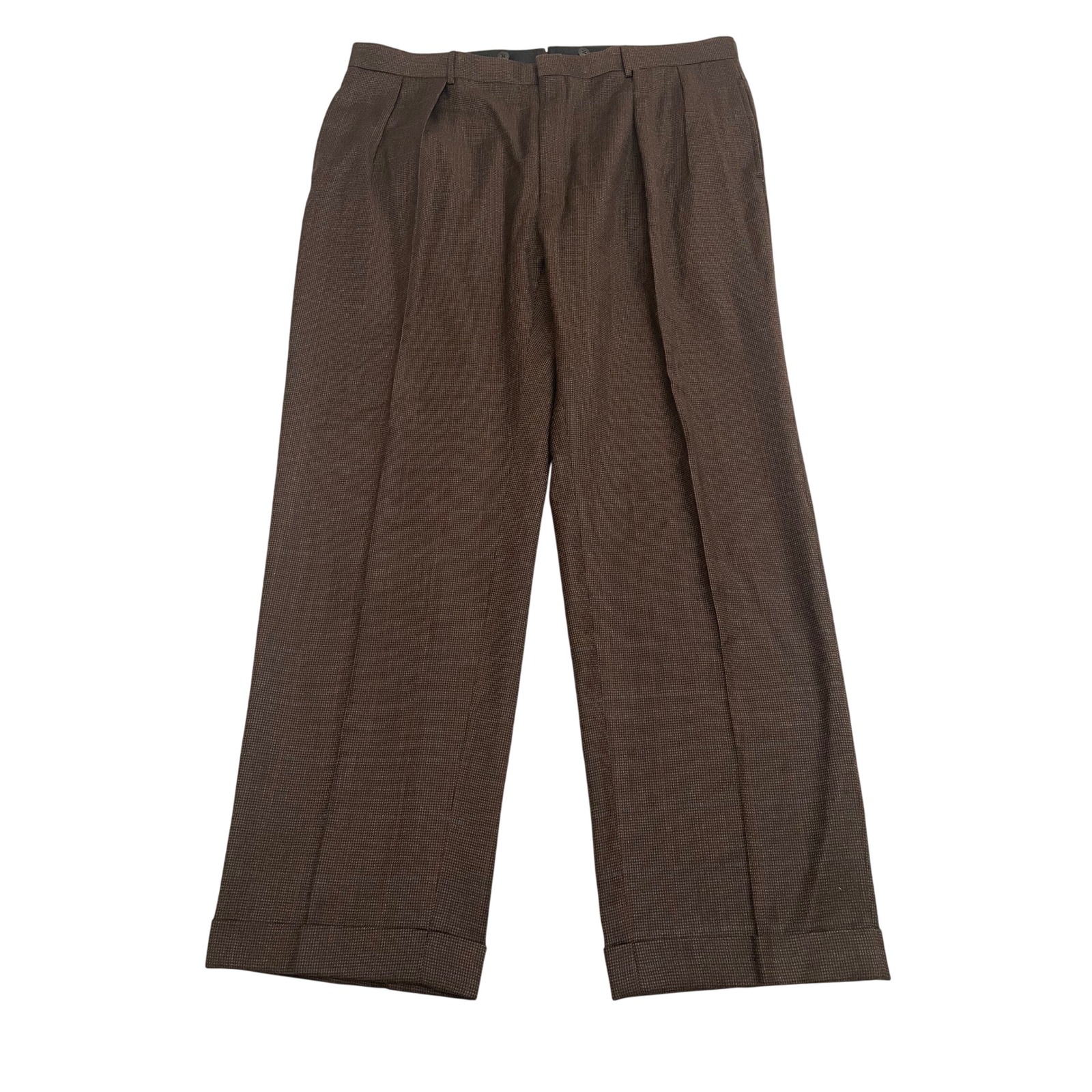 Vintage Polo Ralph Lauren Wool Cashmere Pleated Pants 42x32 Brown Made In Italy